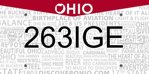 263IGE Ohio License Plate