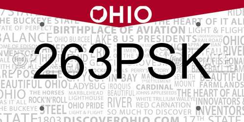 263PSK Ohio License Plate