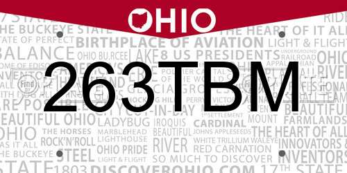 263TBM Ohio License Plate