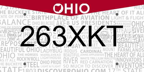 263XKT Ohio License Plate