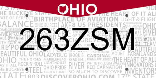 263ZSM Ohio License Plate