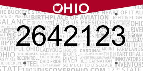 2642123 Ohio License Plate