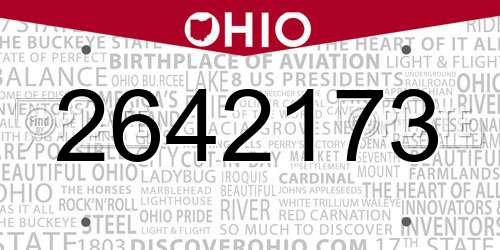 2642173 Ohio License Plate