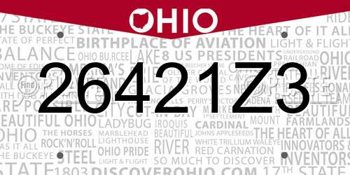 26421Z3 Ohio License Plate