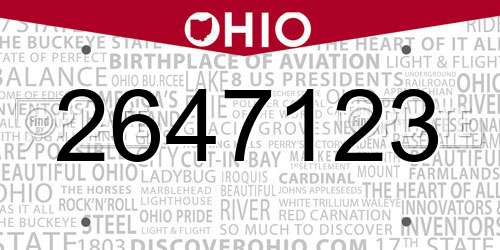 2647123 Ohio License Plate