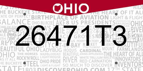 26471T3 Ohio License Plate