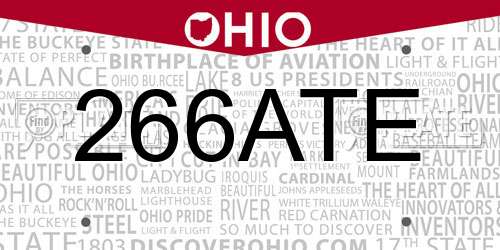266ATE Ohio License Plate