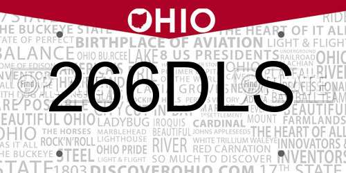 266DLS Ohio License Plate