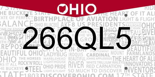 266QL5 Ohio License Plate