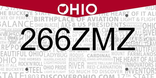 266ZMZ Ohio License Plate