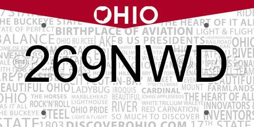 269NWD Ohio License Plate