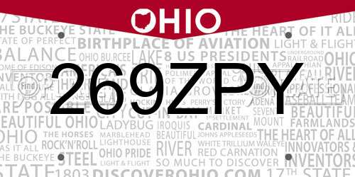 269ZPY Ohio License Plate