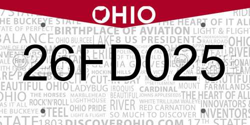 26FD025 Ohio License Plate