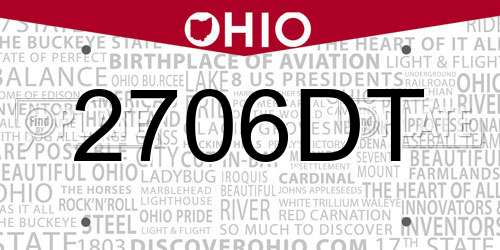 2706DT Ohio License Plate