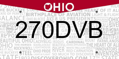 270DVB Ohio License Plate