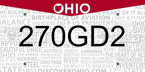 270GD2 Ohio License Plate
