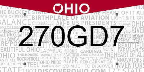 270GD7 Ohio License Plate