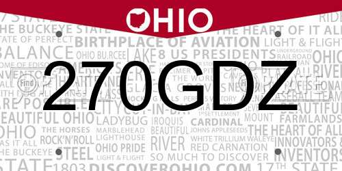 270GDZ Ohio License Plate