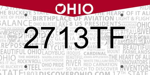 2713TF Ohio License Plate