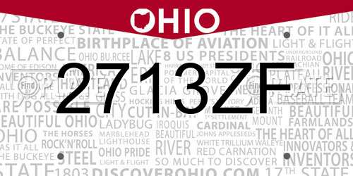 2713ZF Ohio License Plate