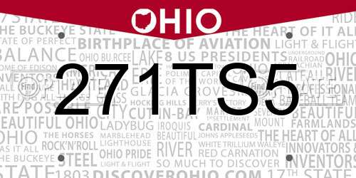 271TS5 Ohio License Plate