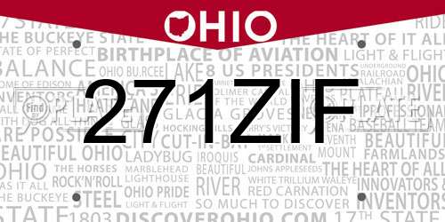 271ZIF Ohio License Plate