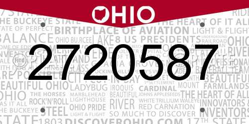 2720587 Ohio License Plate
