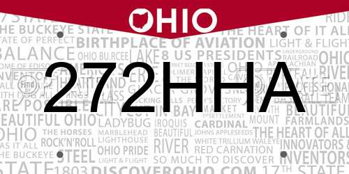 272HHA Ohio License Plate