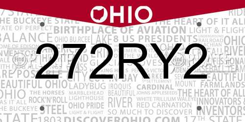 272RY2 Ohio License Plate