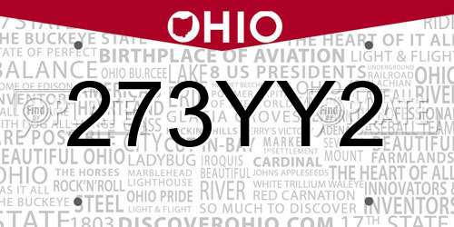 273YY2 Ohio License Plate