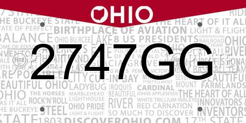 2747GG Ohio License Plate
