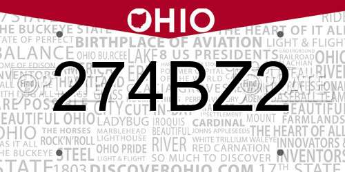 274BZ2 Ohio License Plate