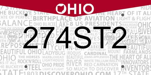 274ST2 Ohio License Plate