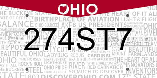 274ST7 Ohio License Plate