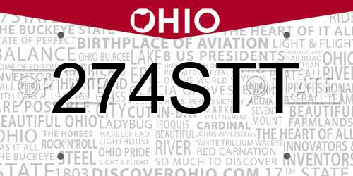 274STT Ohio License Plate