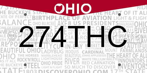 274THC Ohio License Plate