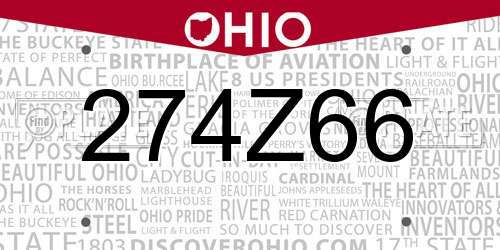 274Z66 Ohio License Plate