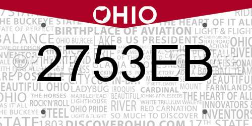 2753EB Ohio License Plate