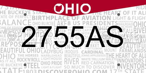 2755AS Ohio License Plate