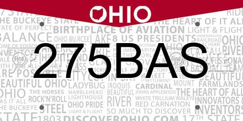 275BAS Ohio License Plate
