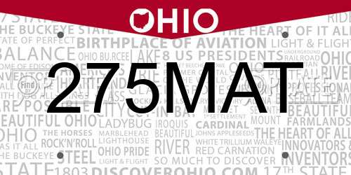 275MAT Ohio License Plate