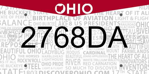 2768DA Ohio License Plate