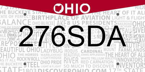 276SDA Ohio License Plate