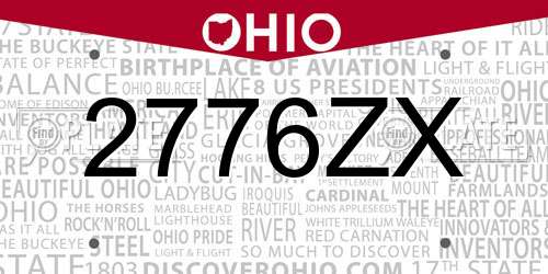 2776ZX Ohio License Plate