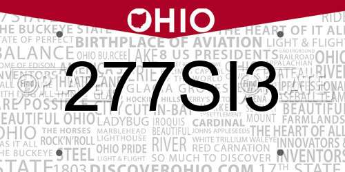 277SI3 Ohio License Plate