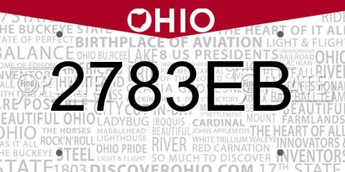 2783EB Ohio License Plate
