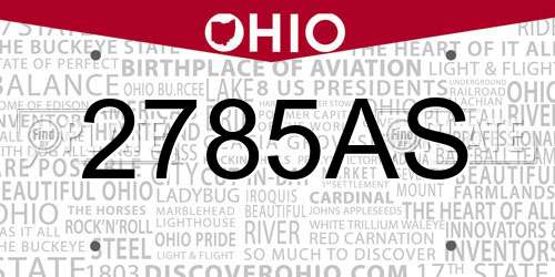 2785AS Ohio License Plate