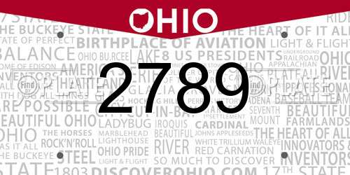 2789 Ohio License Plate