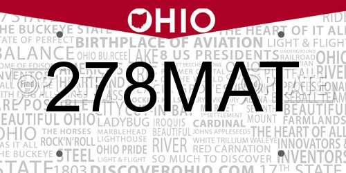 278MAT Ohio License Plate
