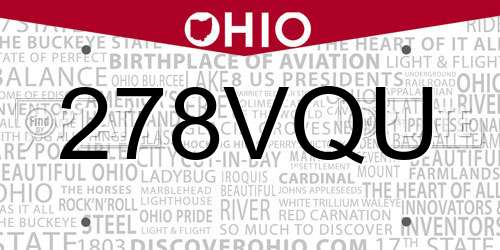 278VQU Ohio License Plate
